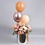 Flowers And Balloons in Silver Box